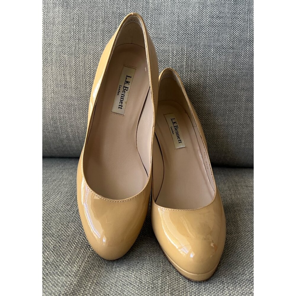 LK Bennett Sledge Platform Pump in Beige Patent Leather, Size 6.5 EU 36.5 - Picture 8 of 15